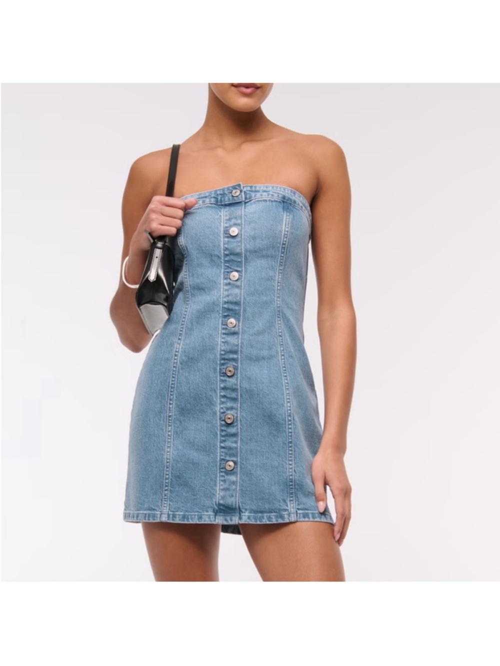 The A&F Mara Strapless Denim Mini Dress - Picture 4 of 6